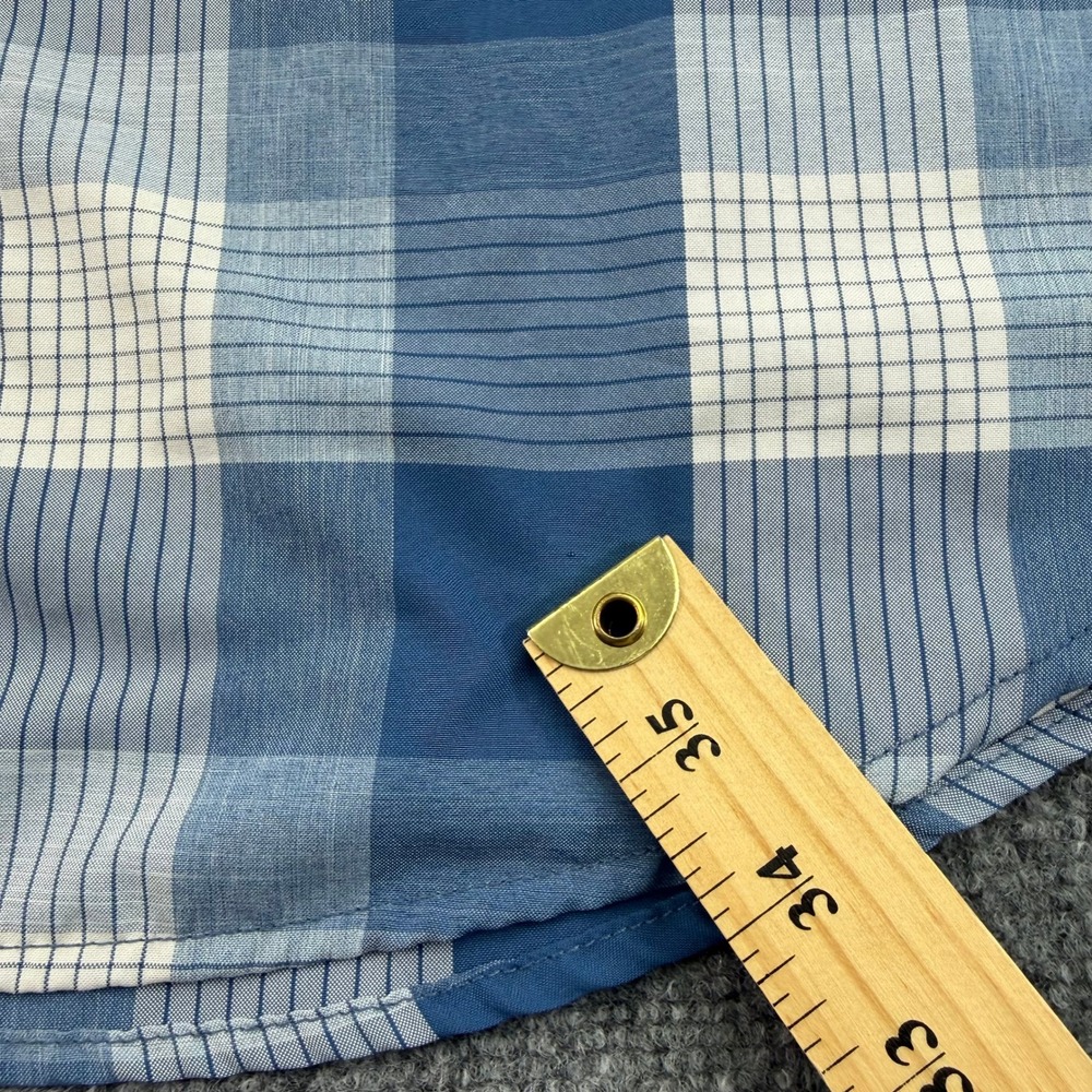 Orvis Shirt Mens Extra Large Blue White Plaid Button Up Short Sleeve Fishing - Picture 4 of 11